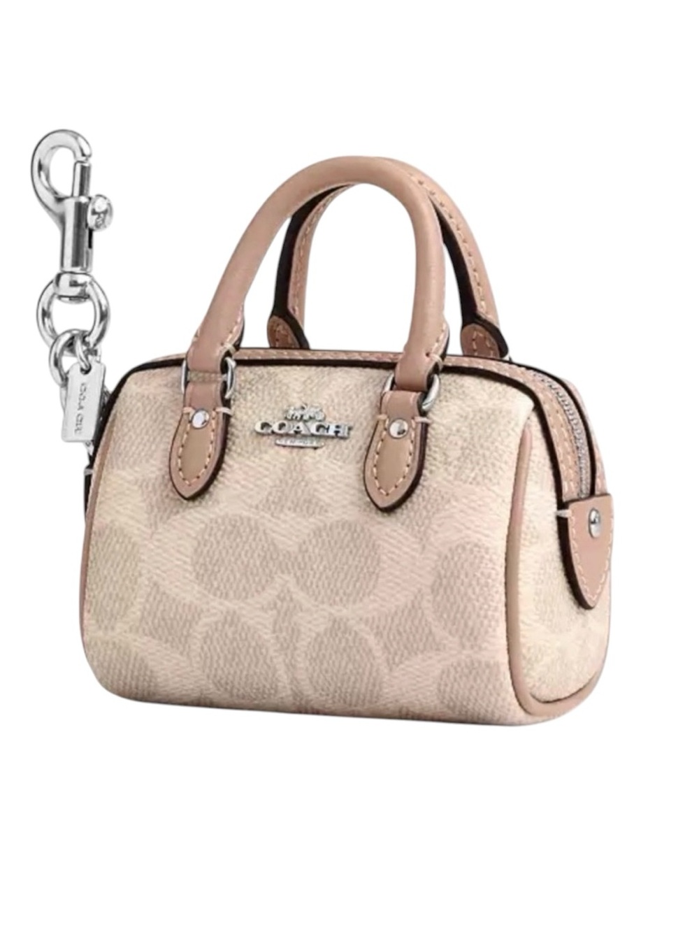 COACH MINI ROWAN BAG CHARM IN SIGNATURE CANVAS LEATHER